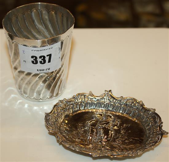 French silver beaker and German dish